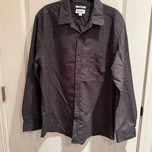 Haggar Men's Long-Sleeve Button-Down Shirt in Charcoal
